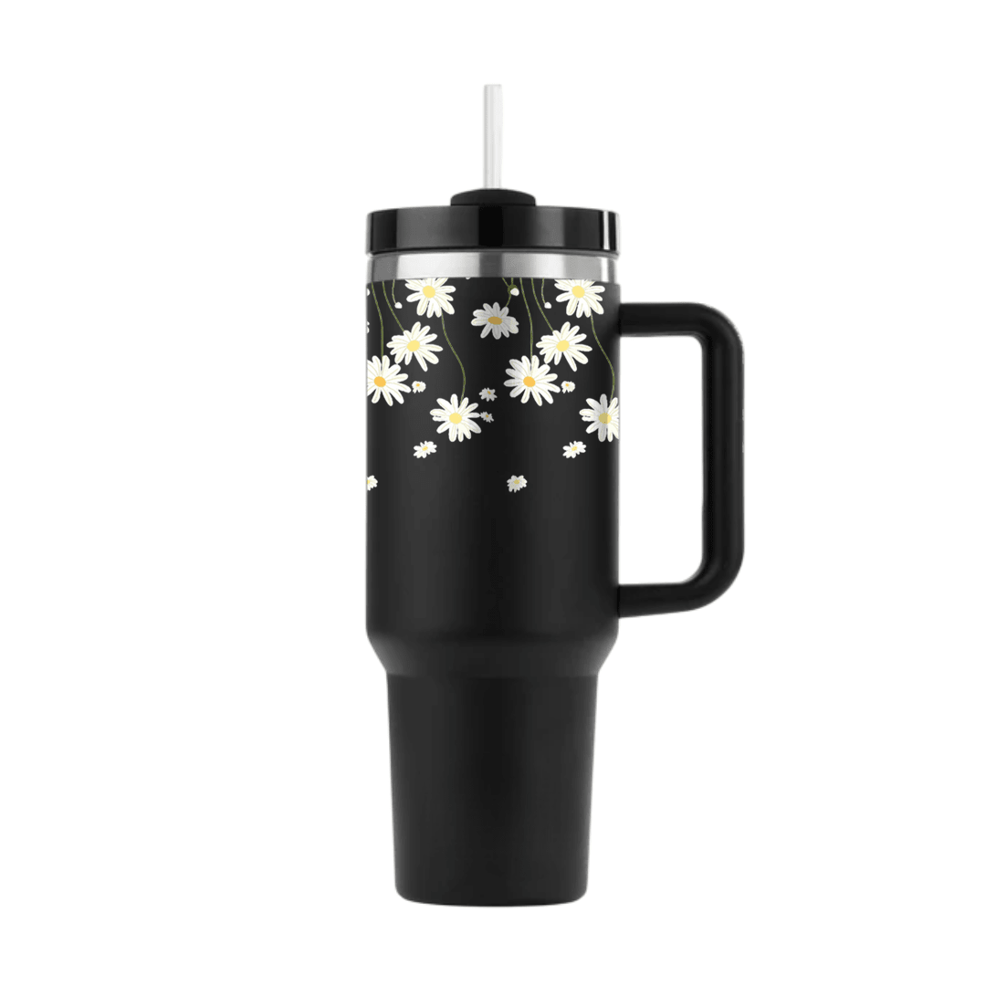White Daisy Line Art Tumbler - Memories InsiteWHITE DAISY LINE ART TUMBLE